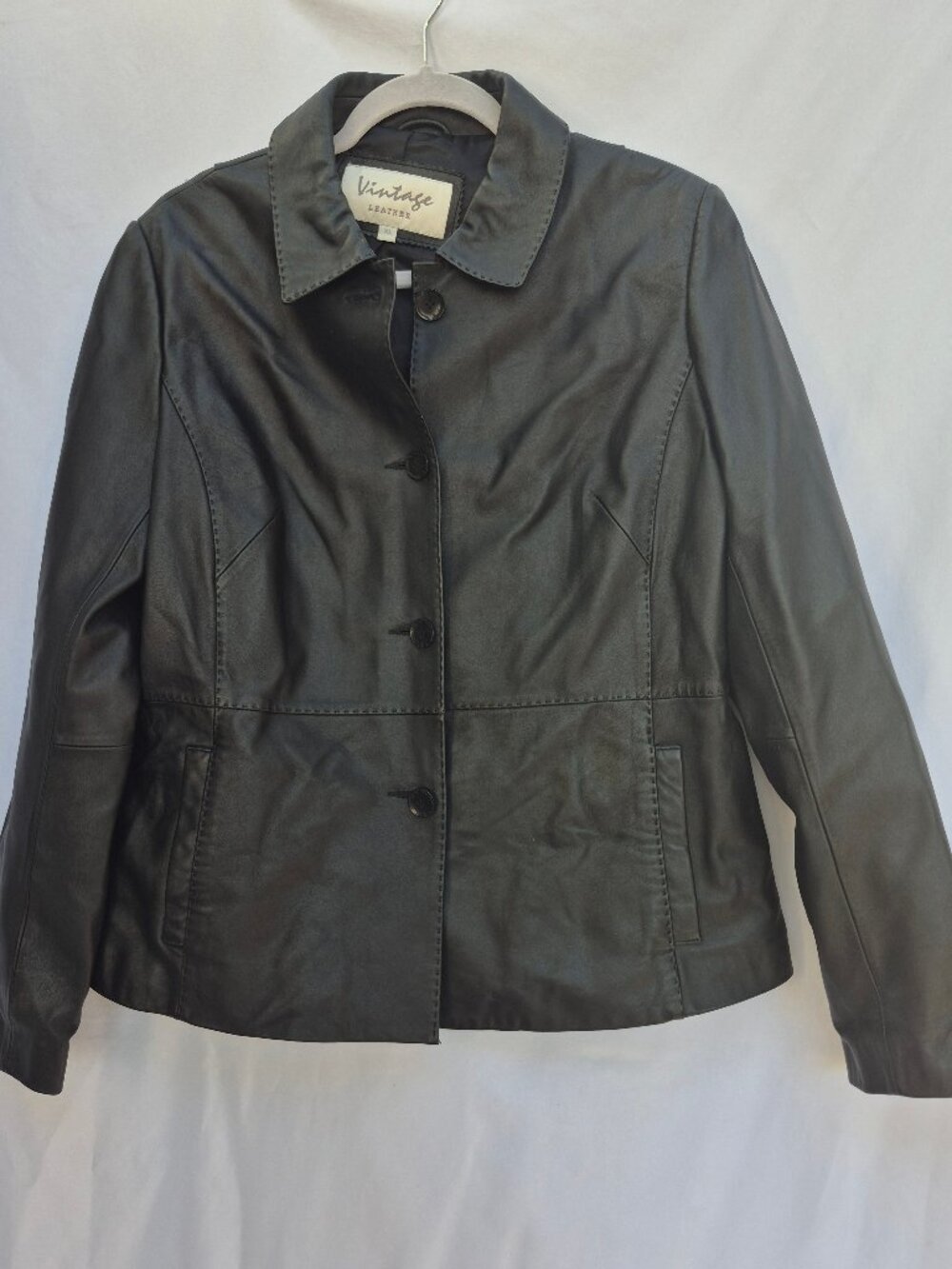 Vintage Leather Black 100% GENUINE LEATHER Jacket Size XL